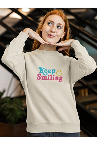 ArtYus THE KEEP SMILING Colorat cu imprimeu guler rotund piese Swea tricou