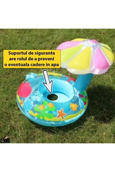 SIKS Inflatable Ring Type for Babies / Children With Sunshade, Ring Dimensions 70 cm x 80 height