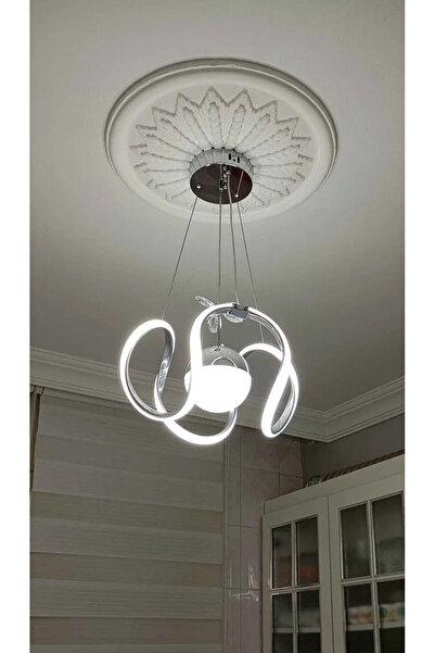 Akgül Tek Toplu Krom Kaplamalı 3 Renk Ledli Avize