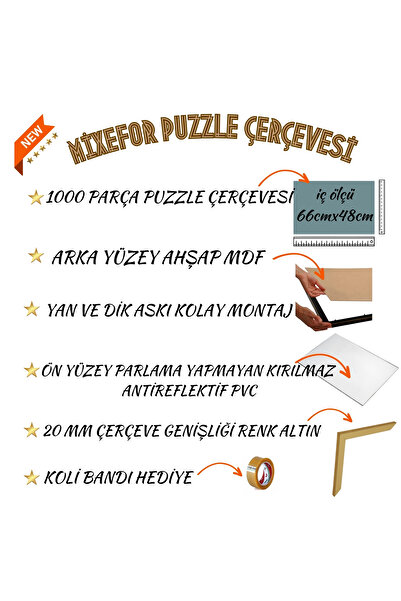 mixefor 1000-Piece Puzzle Frame Color Metallic Gold Size 66cm X 48cm