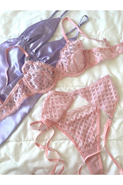 Feruzdesign Emilly Pink Underwire 3-Piece Bra Set