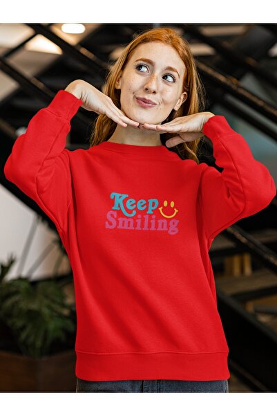 ArtYus THE KEEP SMILING Colorat cu imprimeu guler rotund piese Swea tricou