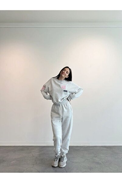 macklin Women's Graphite Printed 3 Thread Crew Neck Tracksuit Set