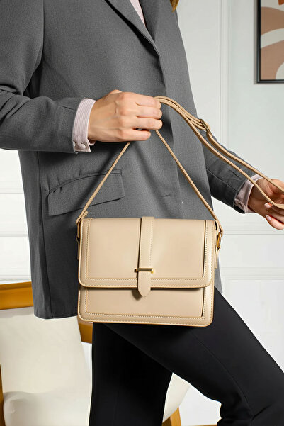 Lifonbag Women's Beige 3 Compartment Crossbody Bag Mk1020023Sv10-026