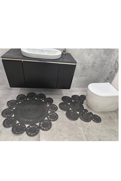 GNG Home Tekstil سجادة حمام دائرية مزدوجة من الجوت من Gng Home، سجادة أمام ال...