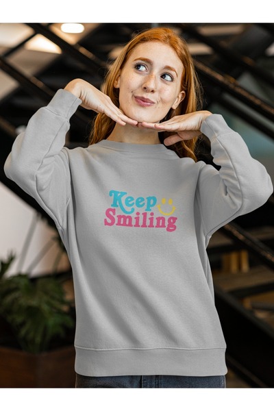 ArtYus THE KEEP SMILING Colorat cu imprimeu guler rotund piese Swea tricou