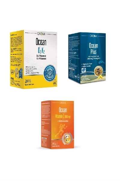 Ocean Ocean D3k2 Vitamin 20 ml+plus Balık Yağı 30 Kapsül+c Vitamin 1000 Mg 30 Tablet