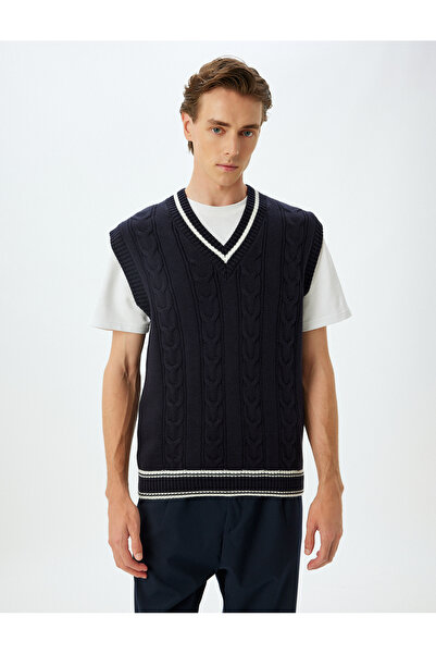 Koton Navy Blue Men's Adult Vest 5Wam70139Ht