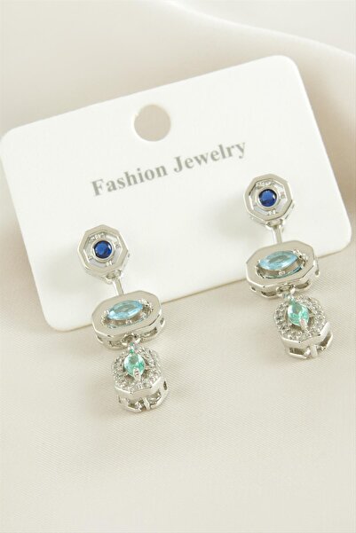 CT STONES Oval Zircon Stone Luxury Steel Earrings
