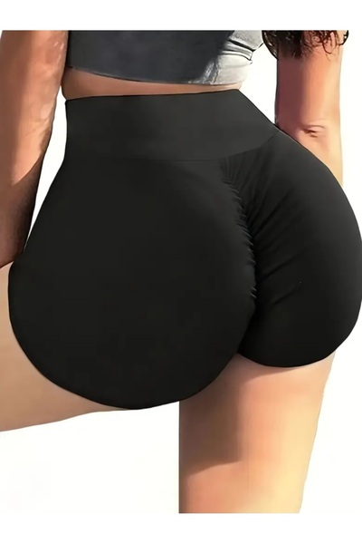 MAROVOAY High-Waisted Lycra Mini Leggings with Gathered Back