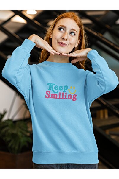 ArtYus THE KEEP SMILING Colorat cu imprimeu guler rotund piese Swea tricou