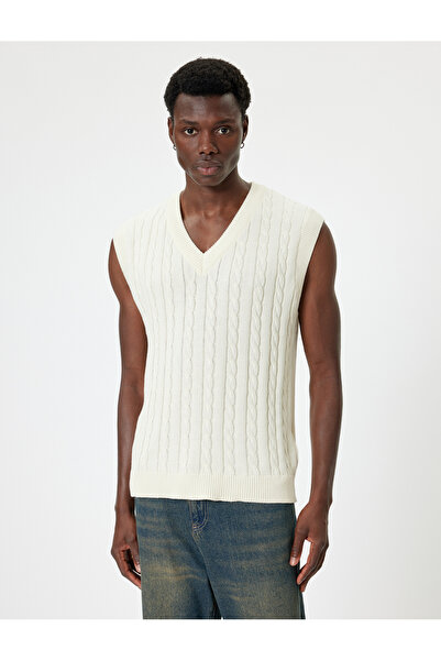 Koton Ecru Men's Vest 5Wam70006Ht