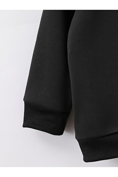 Let's Wear Premium Leopard Ribbon Printed Children's Hooded Compact Sweatshirt Tracksuit Set - 2 Piece Sportswear Set