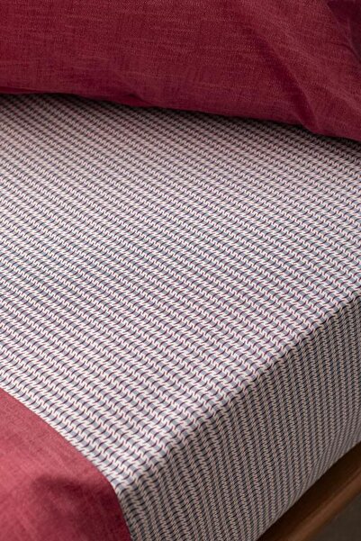 Madame Coco New Season Juin King Size Cotton Printed Duvet Cover Set - Burgundy - Bordo