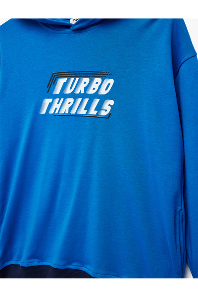 Koton Pamuklu Baskılı Uzun Kollu Kapşonlu Oversize Sweatshirt