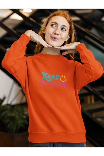 ArtYus THE KEEP SMILING Colorat cu imprimeu guler rotund piese Swea tricou