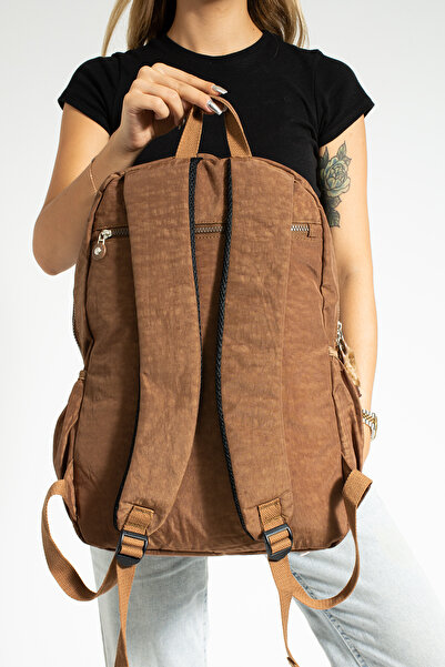 VESSARA Tan Imported Waterproof Fabric Mega Size Backpack with Key Gift