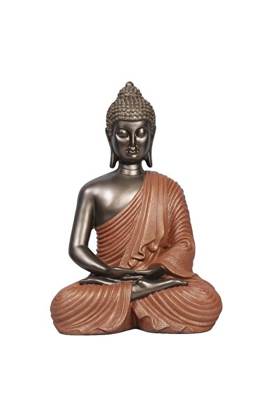 HOME AURAA تمثال بوذا التأملي، أسود وبرتقالي