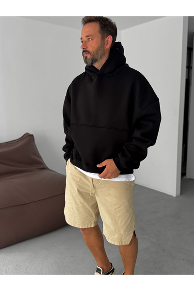 BYBASICMAN Black Basic Hooded Sweatshirt Jj-163