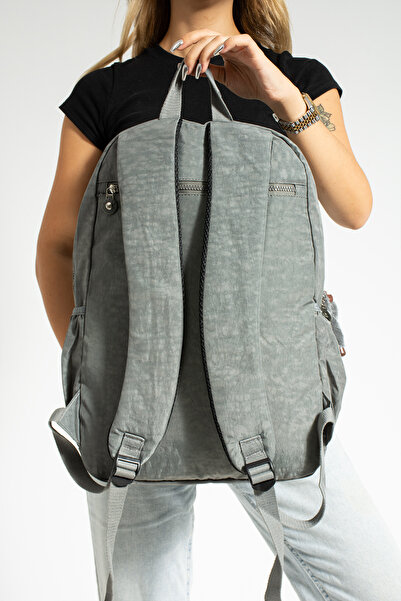 VESSARA Gray Imported Waterproof Fabric Mega Size Backpack School Bag with Key Gift