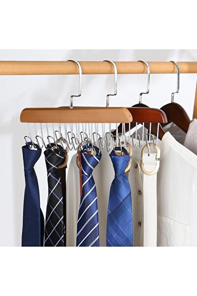 TARIK HOME Ξύλινη κρεμάστρα με 8 γάντζους, για κασκόλ, γραβάτες - οργανωτής α...