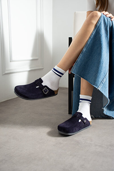 Uniqueqoop Oslo Genuine Leather Cork Sole Orthopedic Unisex Slippers