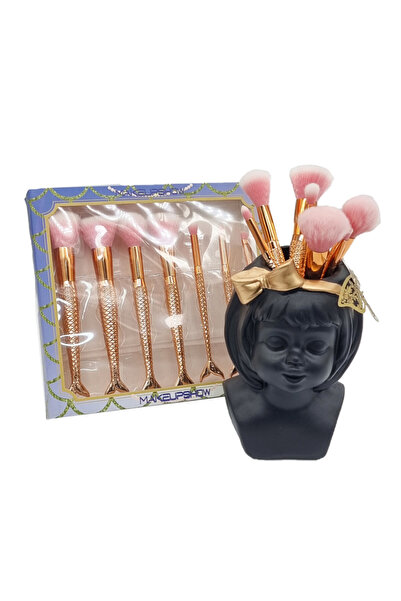 velve Girl ceramic holder package, black, with brush set included, Black