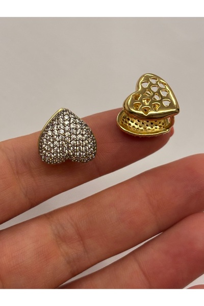 Butik Steel Stone Heart Earrings