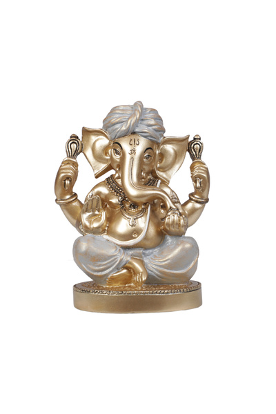 HOME AURAA تمثال صغير للإله غانيشا باجادي - ذهبي ورمادي