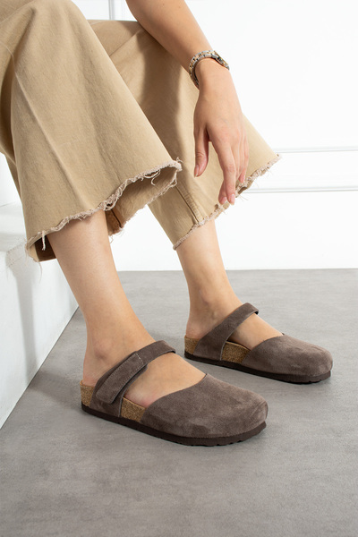 Uniqueqoop Lugano Genuine Leather Cork Sole Orthopedic Slippers