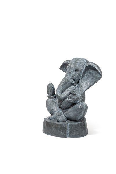HOME AURAA Lord Ganesha Decorative Idol Showpiece | Premium Polyresin Ganesh Statue for Home & Office Décor | Antique Grey Finish | 43 x 25 x 34 CM