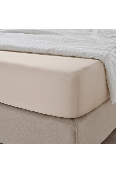 IKEA NATTJASMIN Fitted sheet, light beige, 180 x 200 cm