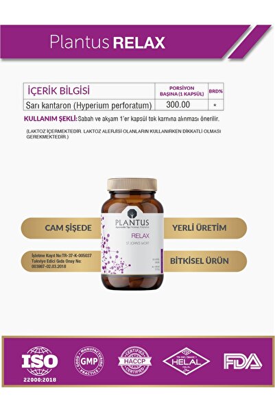 GreenVita PLANTUS Relax 596 mg- bitkisel kapsul serotonin dengesini korunmasına ve rahatlama desteği.