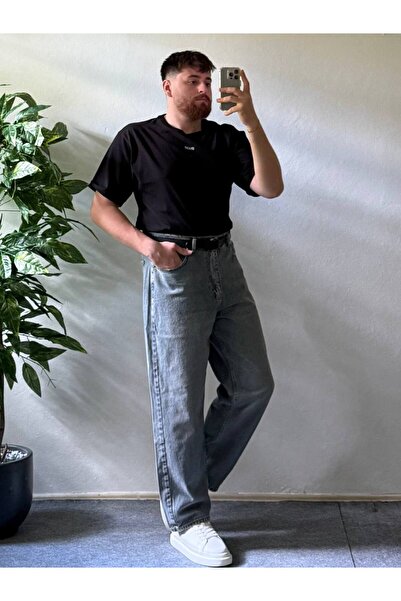 Arvens Gracht Men's Black Oversize Basic T-Shirt Comfortable Cut Suitable for Daily Outfits Summer Tshirt