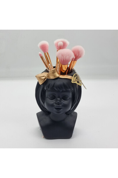 velve Girl ceramic holder package, black, with brush set included, Black