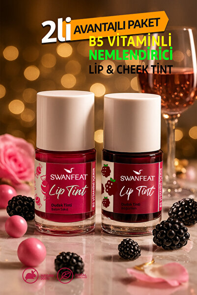 SWANFEAT Lip Tint 2li Avantajlı Paket B5 Vitaminli Nemlendirici Pembe ve Bordo