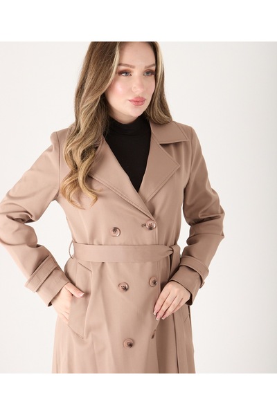 şuranur Buttoned Women's Trench Coat