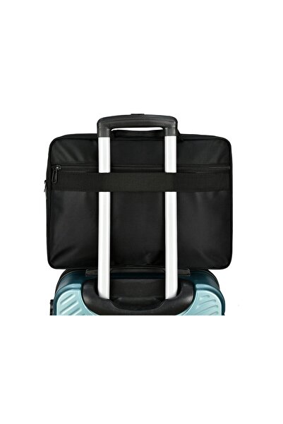 VESSARA Unisex Siyah 16.5 Inç Körüklü Genişleyebilir Laptop & Evrak Çantası