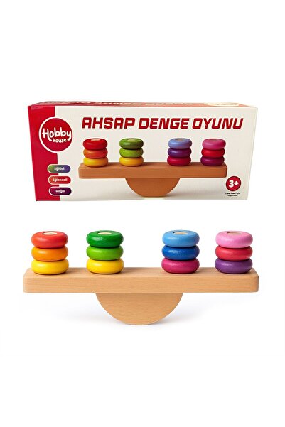 HOBBY HOUSE Wooden Montessori Balance Game Educational Set with Colored Rings