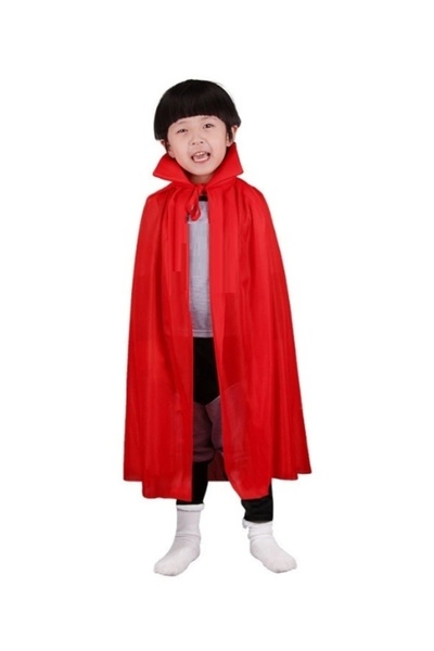 TTT Red Colored Collared Cloak Children's Height 90 cm