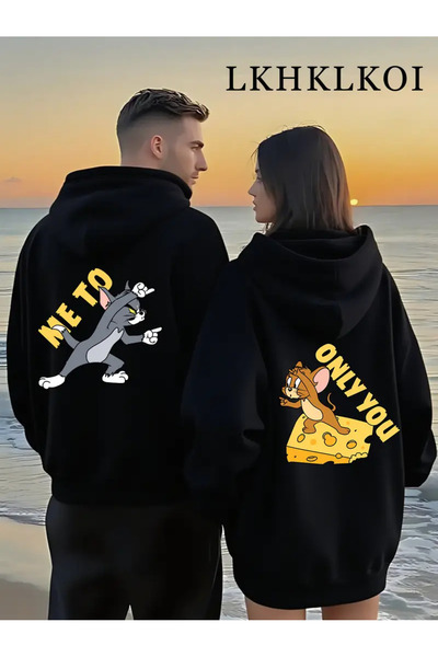 darkopia Dear Tom and Jerry Fans Only You Back Printed Design Hooded Sweatshirt 2-Piece Set