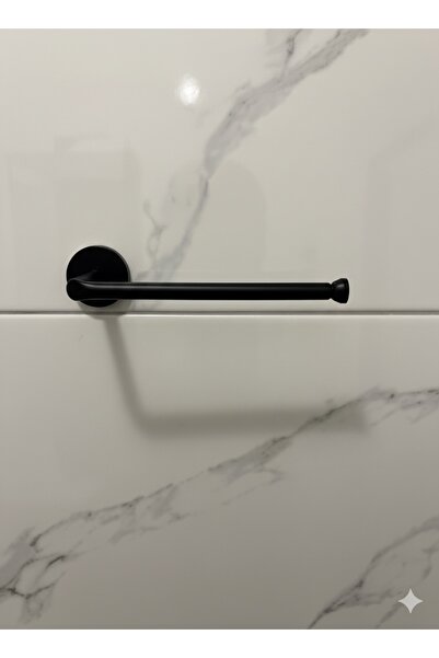Atölye Asya Black Aluminum Bathroom Set – Towel Holder & Toilet Paper Holder (with Double-Sided Tape)