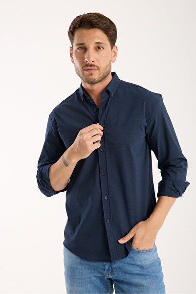 jack carisma Laci̇ Oversize Lycra Gofre Textured Shirt