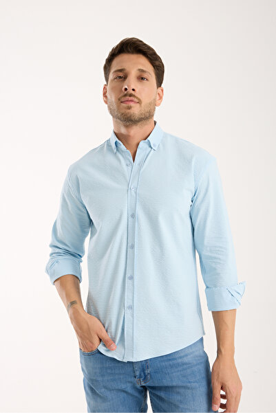 jack carisma СИНЯ ОВЕРСІЗНА ЛІКРА ГОВРЕ ДОКТУЛІ СОРОЧКА