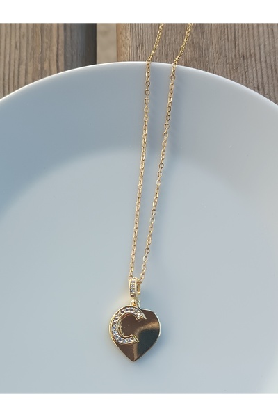 Blotch Stainless Steel Stylish and Classy Heart Letter C Necklace with Sheet ...