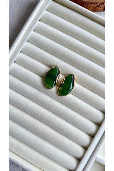 Rüya Steel Green Smoky Earrings