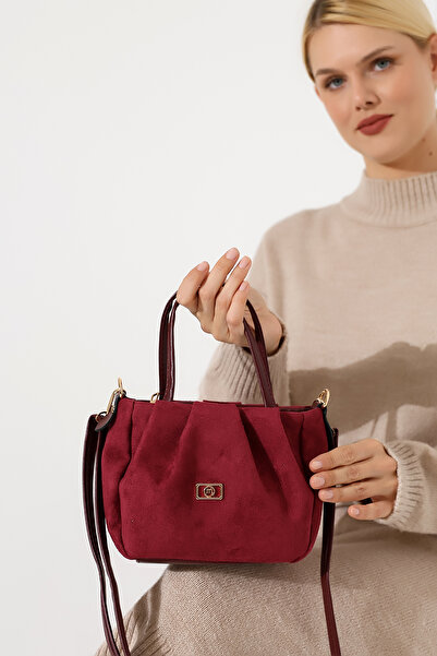 Encool حقيبة نسائية صغيرة مبطنة من جلد النوبوك باللون العنابي – حقيبة كتف ويد...