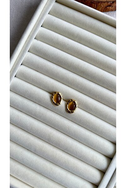Rüya Brown Enamel Minimal Earrings