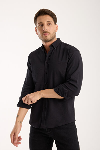 jack carisma Oversize Lycra Gofre Textured Shirt