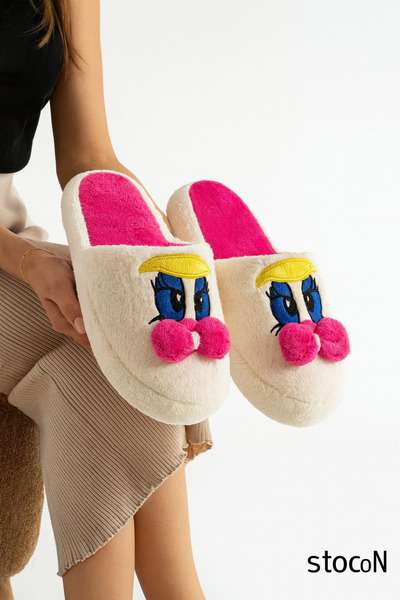 STOCON Cute Bowknot Duffy Duck Figured Embroidered Non-Slip Sole House Slippers Stc1167